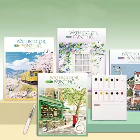 Creative Watercolor Coloring Book, DIY Painting Book for Adults, Leisure Art Sketchbook, Professiona