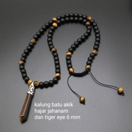 Agate pendant necklace hajar Jahanam and tiger eye 6 mmnatural