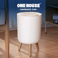 [Nordic Wood Grain Pop Lid Tall Trash Can] Push Type Can Nordic Style Bin Storage