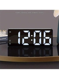 Reloj Despertador Digital, Pantalla Led Grande Con Temperatura, Formato De 12/24 Horas, Función De Snooze, Alimentado Por Usb O Baterías Aaa, Diseño Moderno Rectangular, Eléctrico Con Función De Batería De Respaldo Para El Dormitorio Y La Sala De Estar