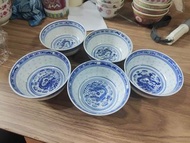 米通碗 龍紋青花米通碗5隻 $100/5隻  中國景德鎮