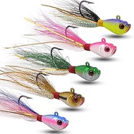 Bucktail Jigs Saltwater Fluke Lures Bucktail Hair Jig Fishing Lure Saltwater Freshwater Surf Fishing