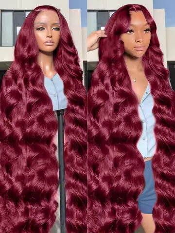 99J Burgundy 46 inch 13x4 Hd Lace Front Human Hair Wig Hd Transparent 13x6 Body Wave Human Hair Lace