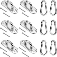 6 Set 304 Stainless Steel Pad Eye Hook M5 Ceiling Hooks Heavy Duty - 1.8 Inch, Pad Eye Plate Hanger 
