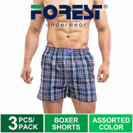 (3 Pcs) Forest Men Boxer 100% Cotton Men Underwear Boxer Lelaki Assorted Colours - FUD0035X