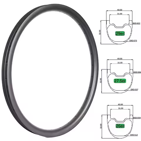 26 Inch 27.5 650B 29er MTB Carbon Rim For DH ENDURO Mountain Bike Wheelset 40mm Wide 32mm Deep Tubel