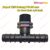 Tee Nipple Hose Pe 20 mm To 1/ 2 Inch Male Thread Connector Hydroponic Connection Water Irrigation 2