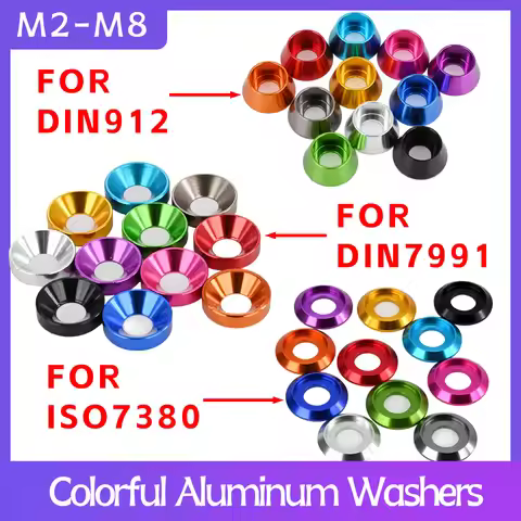 M2M2.5M3M4M5M6M8 Anodized Colorful Aluminum Washers Aluminium Gaskets Spacers Hex Screw Bolt DIN7991