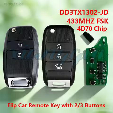 2/3 Buttons DD3TX1302-JD 433mhz FSK 4D70 Chip Flip Car Remote Key Case Housing Shell for KIA Optima