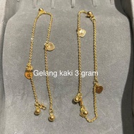 -T3RCHUAKSS- Gelang kaki Dewasa Emas Muda 3 gram