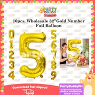 10pcs 32inch Gold Number Foil Balloon Birthday Anniversary Foil Balloon PartybuddyPH