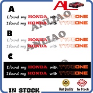 (2 pcs) STICKER HONDA type one EF9 EG9 EK CIVIC FERIO VIRS ES ES2 FD FD2R CITY ACCORD VTEC JAZZ FIT 