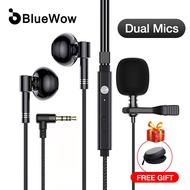 [Upgrade] BlueWow Microphone for Recording With Monitor Earphone For Phone Laptop PC ,JK-11 Lapel Microphone For Radio Smartphone