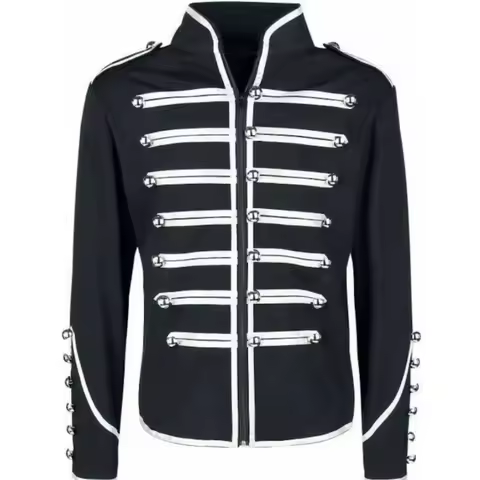 Men's Steampunk Rockstar Jacket Vintage My Chemical Romance Cosplay Outfit Medieval Gothic Noble Coa