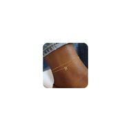 Turandoss Initial Ankle Bracelets for Women Trendy - 14K Gold Plated Layered Bead Chain Ankle Bracel