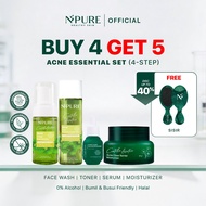 [BUY 4 FREE BEAUTIFUL COMB]LIVE ONLY - NPURE Essential Skincare Set (4-Step) - Face Wash + Toner + S