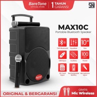 Baretone Max10C 10 Inch Portable Active Speaker Bluetooth Xbass 2 Mic Wireless ORIGINAL Max 10C