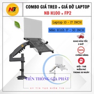 COMBO Computer Monitor Mount + Laptop Stand NB H100 FP2 - 360 Degree Rotating Mount 2 Colors White/B