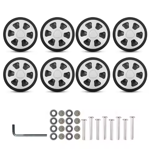 8Pcs 60x12mm Luggage Replacement Wheels Universal Double Luggage Wheels Rubber Suitcase Wheels Repai