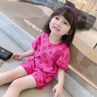 BNS 2PCS (Tshirt+Shorts) girl suit kids girl tshirt kids girl short pants kids girl baby girl clothi