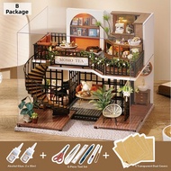 DIY Retro Jungle Momo Tea Wooden House Assembly Toy