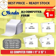 A3 NCR COMPUTER PAPER (11'' X 15'') / Computer Form Paper / 1ply 2ply 3ply 4ply / A3 Computer Form