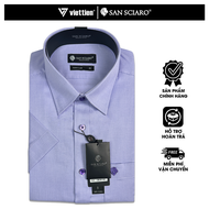 SAN SCIARO - Áo Sơ Mi Tay Ngắn Màu Tím Sọc Ngang Form Regular Lai Ngang Quà Tặng Nam Việt Tiến