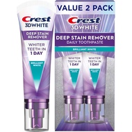 Crest 3D White Deep Stain Remover Toothpaste, Teeth whitening for Adults, 3.1oz, 2 Pack, Sensitivity