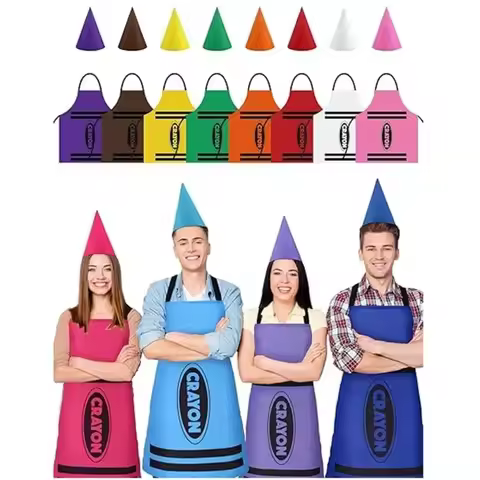 New Colorful Crayon Themed Gnome Set Fancy Dress Cleaning Crayon Apron Art Craft Activity Funny Gnom