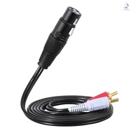 1.5m/ 5ft Stereo Audio Splitter Patch Y Cable Cord 1 XLR Female to 2 RCA Male Plug