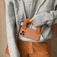 For iPhone 17 Air 16e 15 14 13 12 Pro Max 11 X XR 6 7 8 Plus SE 2020 Handheld Cotton Padded Leather 