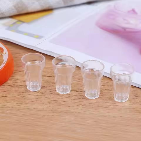 4Pcs/Lot Transparent Miniature Mini Cola Wine Beer Cup Dollhouse Craft Glass Model DIY Parts Home De