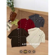 (Salt Fragrance) Rope wool cardigan short sleeve with horse embroidery - ASTUDIO code 1025