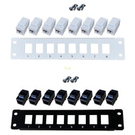 BT 8 Port CAT6 RJ45 Through Coupler Patch Panel with Back Bar Wallmount or Rackmount for Cat6 UTP ST