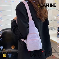 DAPHNE Chest Bag, Solid Color Korean Crossbody Sling Bags, Vintage Zipper Corduroy Shoulder Bag Women