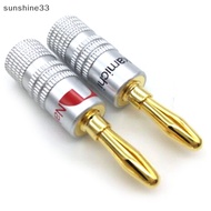 SY  10Pcs Nakamichi Gold Plated Copper Speaker Banana Plug Male Connector SY