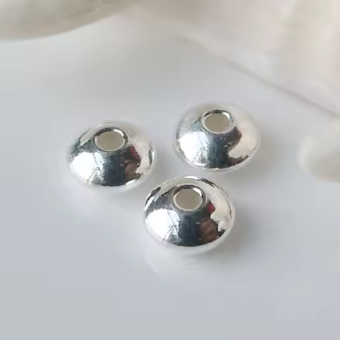 Solid 925 Sterling Silver Loose Beads Saucer Disc Shaped Spacer Beading Findings for Jewelry Making
