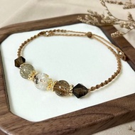 晶串編織手鍊/閃靈鑽/黑金超七/茶晶