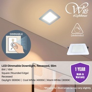 (Dimmable) Slim LED Recessed Downlight Square Panel Light 8W / 16W, Hole Cut Size 105MM / 155MM 1 Ye