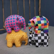 Cartoon Anime Elmer The Elephant Figure Plush Toy Pendent Plaid Elephant Emma Plushies Doll Kids