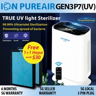 [1+1 Free H13 Hepa Filter] ION PUREAIR  Air Purifier UV/Negative Ion P7UV/P6/P4