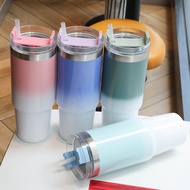Tumbler Stainless 304 Color Gradation Water Cup 900ml Drinking Bottle Big Cup Stainless Steel Bottle Thermos Free Straw Suitable For College Work School Any Activities