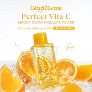 Glad2Glow Glow Perfect Vita C Bright Glow Micellar Water Removes Makeup& Dirt for Dull Skin Cleanser