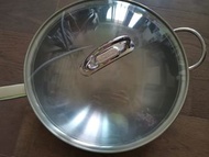 孖人牌 不銹鋼 深炒鑊（30cm）送蓋及鑊鏟連大湯匙