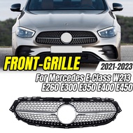 For Mercedes-Benz E-Class W213 2021-2023 E260 E300 E350 E400 E450 Chrome Silver GTR Style Front Raci