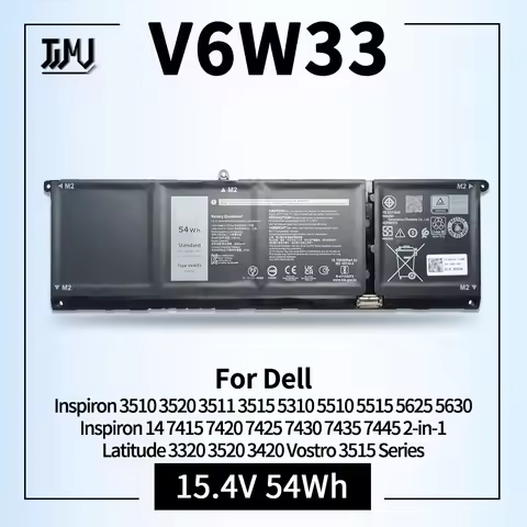54Wh V6W33 Laptop Battery for Dell Inspiron 3510 3520 5510 5515 Inspiron 14 7415 7420 7425 Latitude 
