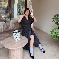 Chic No.9 : Dress-Kuro Polka Dot Black Comfortable To Wear For All Occasions