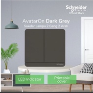 Schneider Electric Avataron Light Switch - 2 Gang 2 Way - Dark Grey