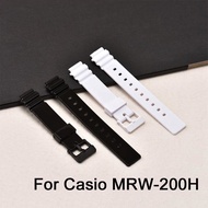 MRW สายนาฬิกาซิลิโคนนิ่มสีขาวดำ200H 18Mm,อุปกรณ์เสริมนาฬิกาเรซิ่นกันน้ำสำหรับ Casio MRW-200H สายรัดข้อมือผู้ชาย18Mm