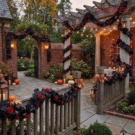 CLEOES Halloween Maple Leaf Rose Vine, Gothic Style Plastic Maple Leaf Garland, Fireplace Lifelike M